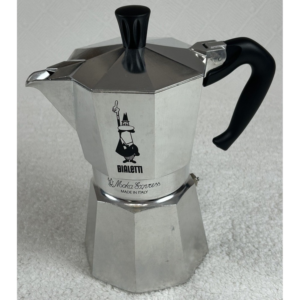EUC Bialetti Moka Express Cup Espresso Coffee Pot Stovetop Italy Italian, 6 Cup
